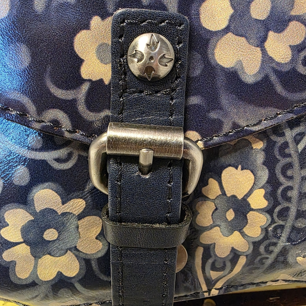 Blue Floral Tote Bag - Women’s Shoulder Bag - Picture 3 of 15